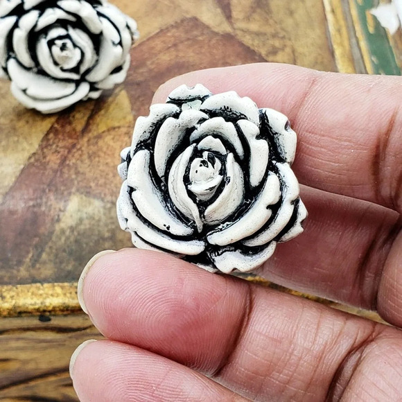 Flower Earrings | White Pierced Floral - Picture 4 of 5